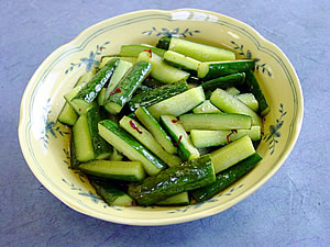 キュウリの甘酢いため