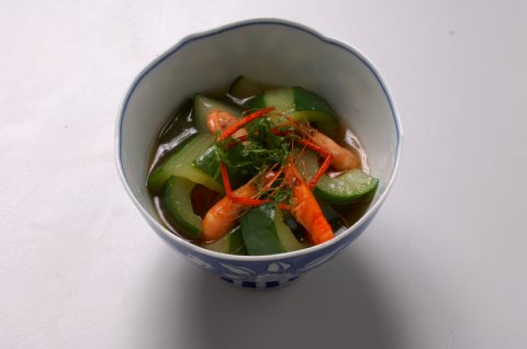 きゅうりと川エビの煮物