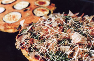 ナスと野菜のお好み焼き