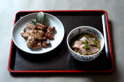 カツオ料理（湯かけ、アラ焼き）